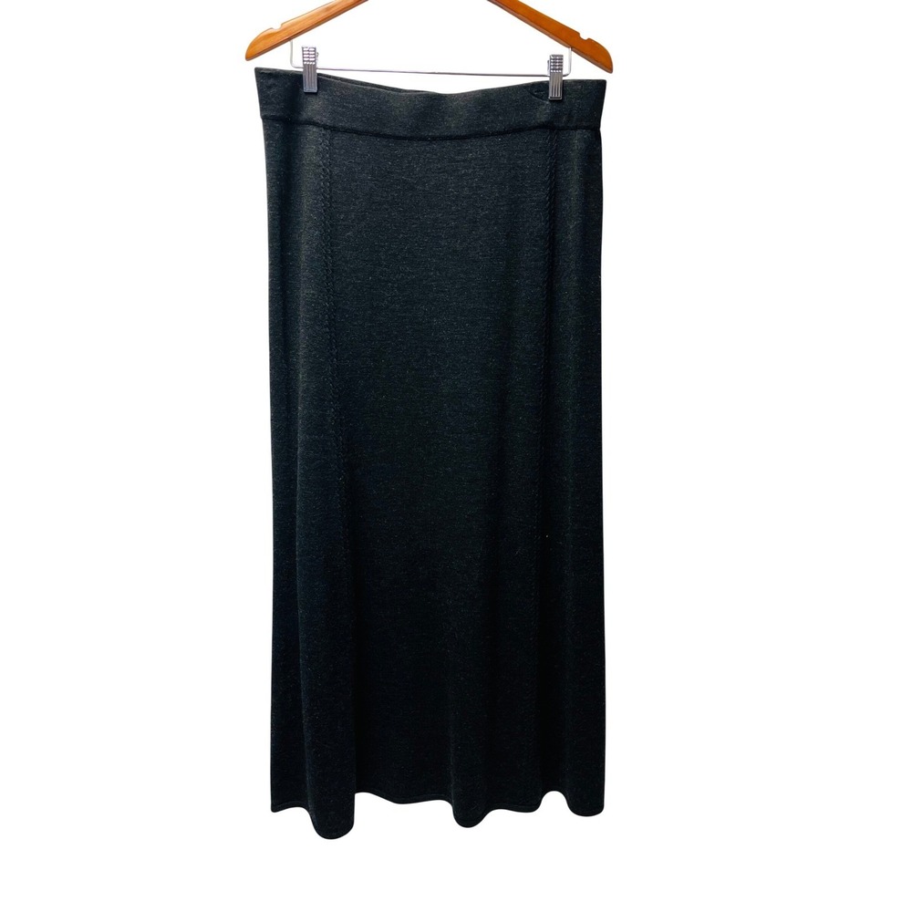 Krimson Klover Maxi Skirt XL Charcoal Gray Merino Wool Quiet Luxury Capsule Boho